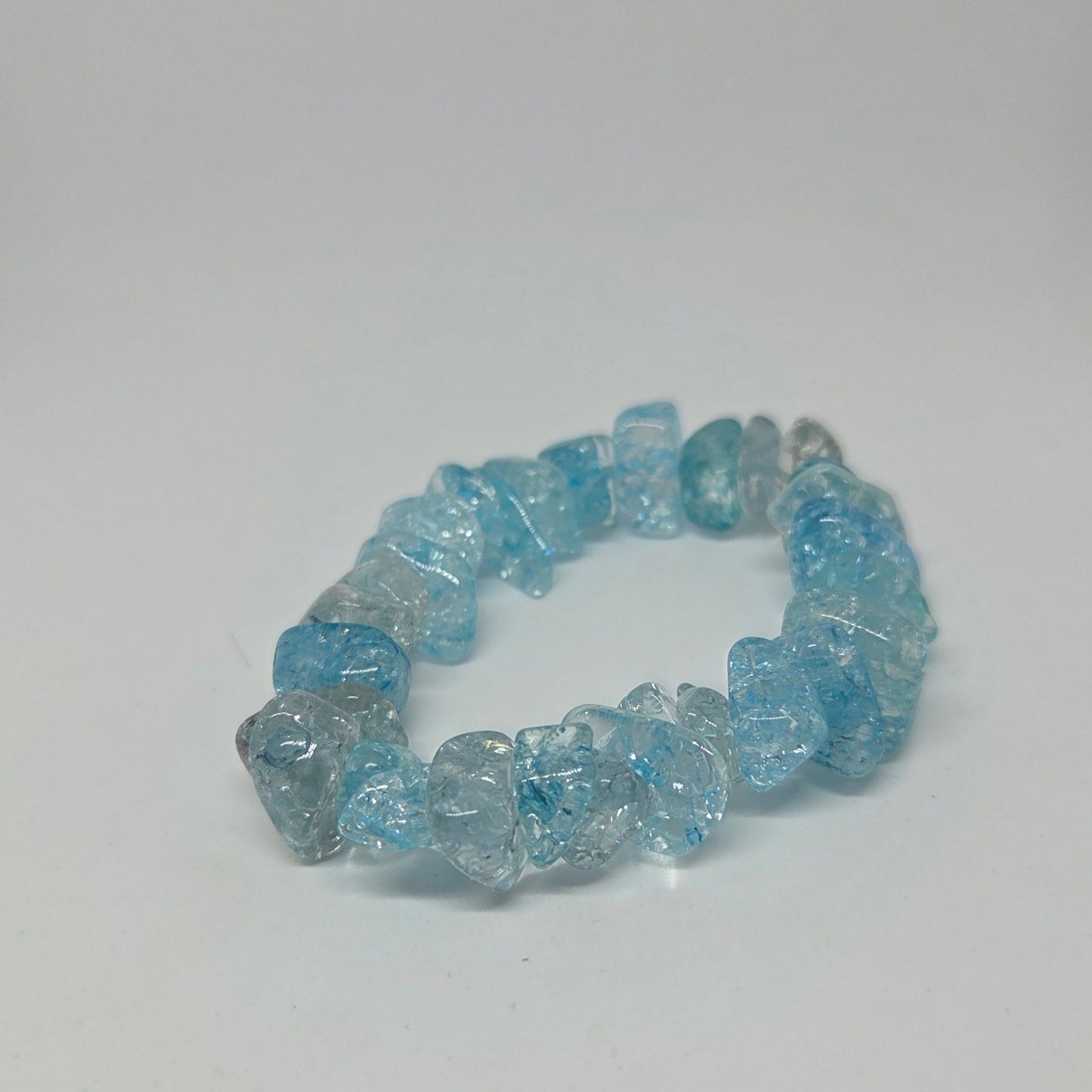 Blue crystal bracelet on a white background