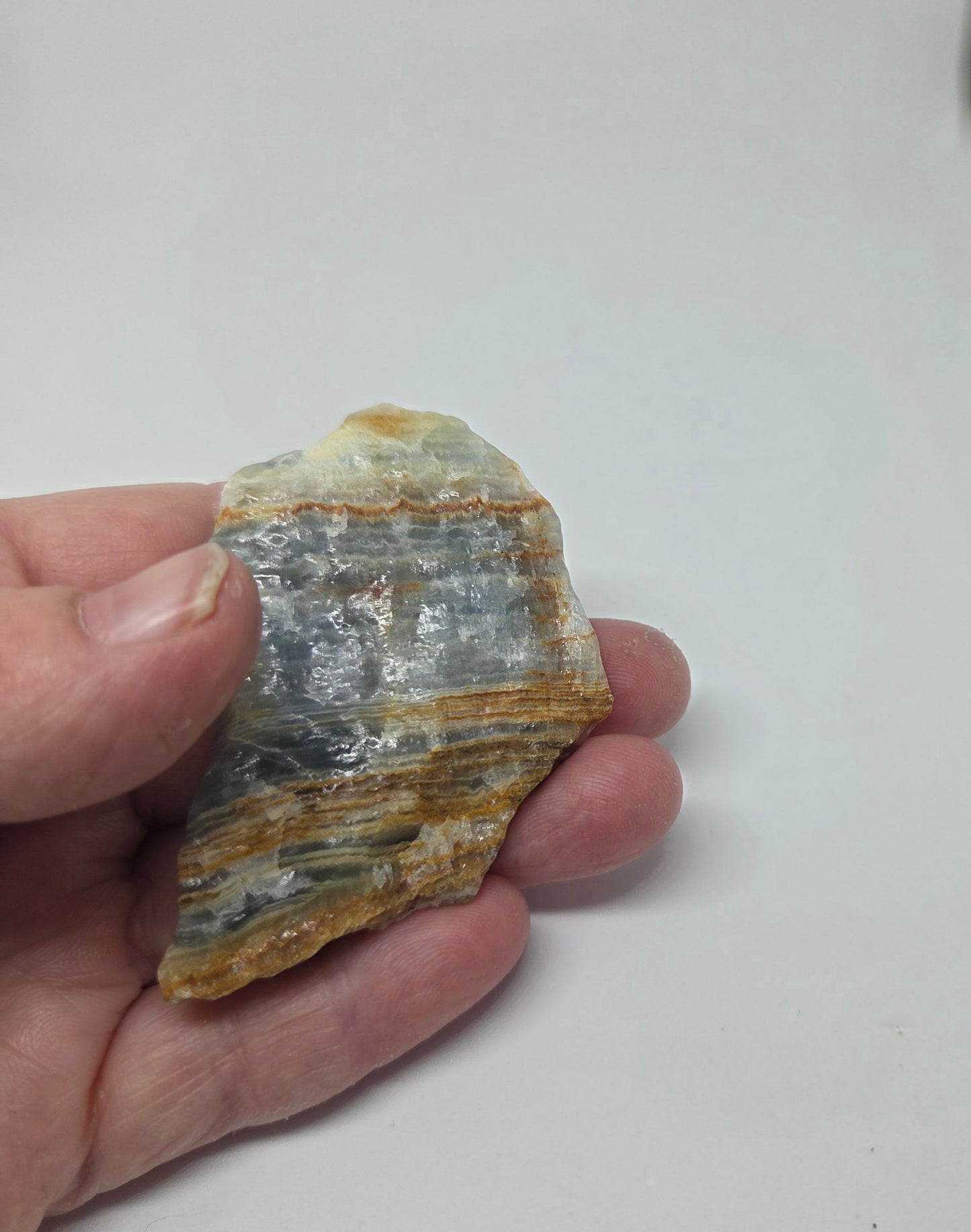 Aquatine Lemurian Calcite Slice Showing Exceptional Translucency