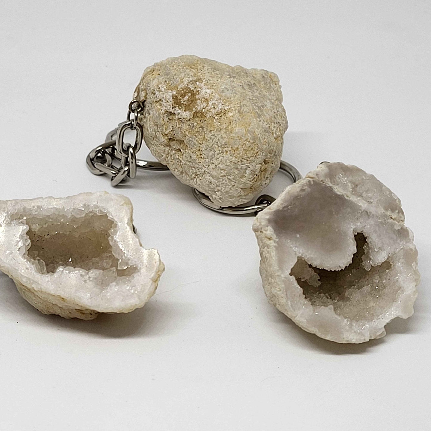 Natural Quartz Geode Keychain - Earth's Connections by Tamara