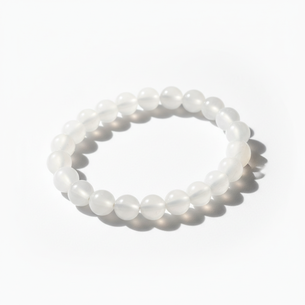 Selenite Crystal Bead Bracelet for Spiritual Energy and Clarity