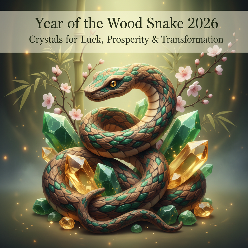 Year of the Wood Snake 2026: Crystals for Luck, Prosperity & Transformation