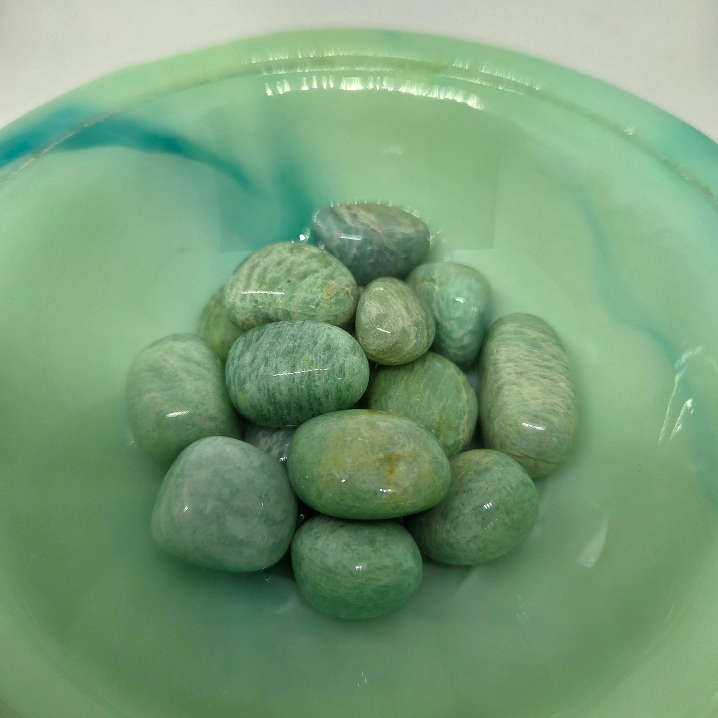 Amazonite Energy Crystals Tumbles, multiple items, close up