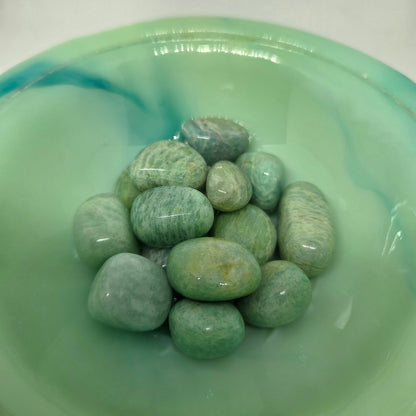 Amazonite Energy Crystals Tumbles, multiple items, close up