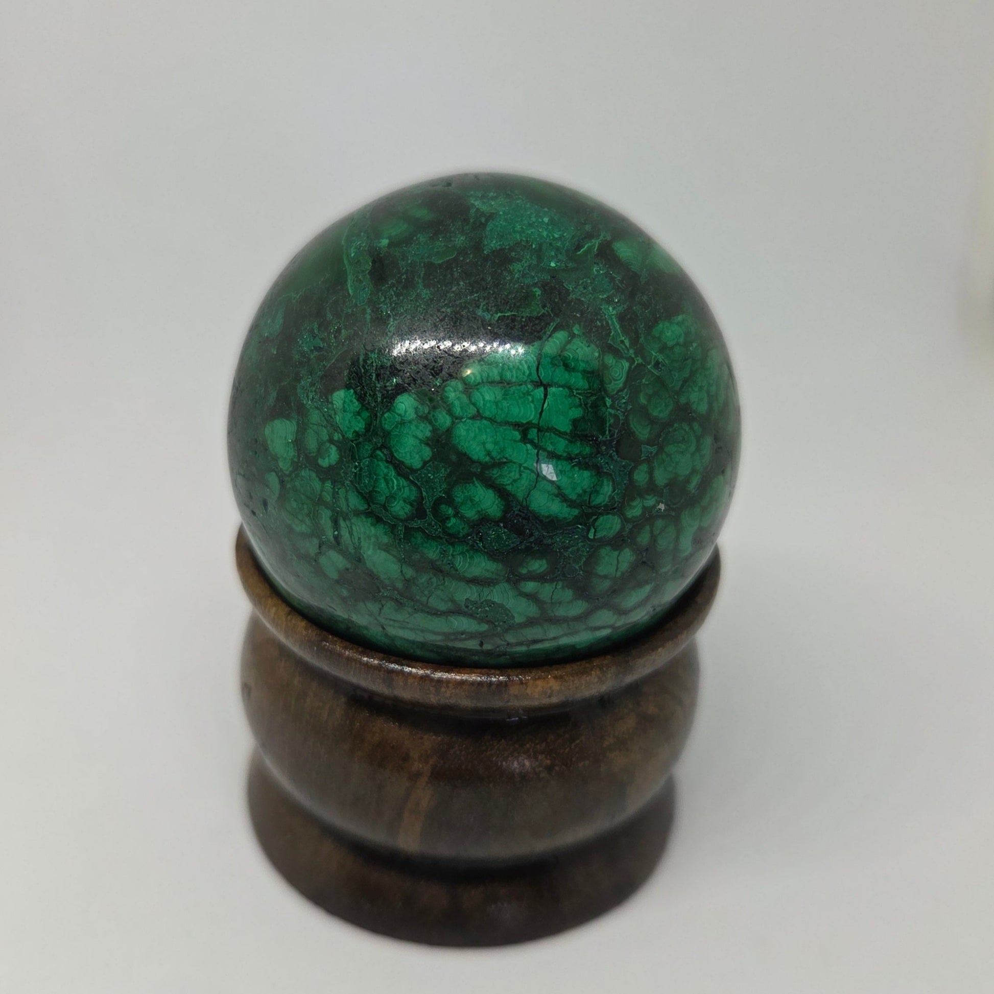 Malachite healing stone sphere