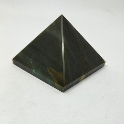 Green Jasper Healing Stone Crystal Pyramid, close up view