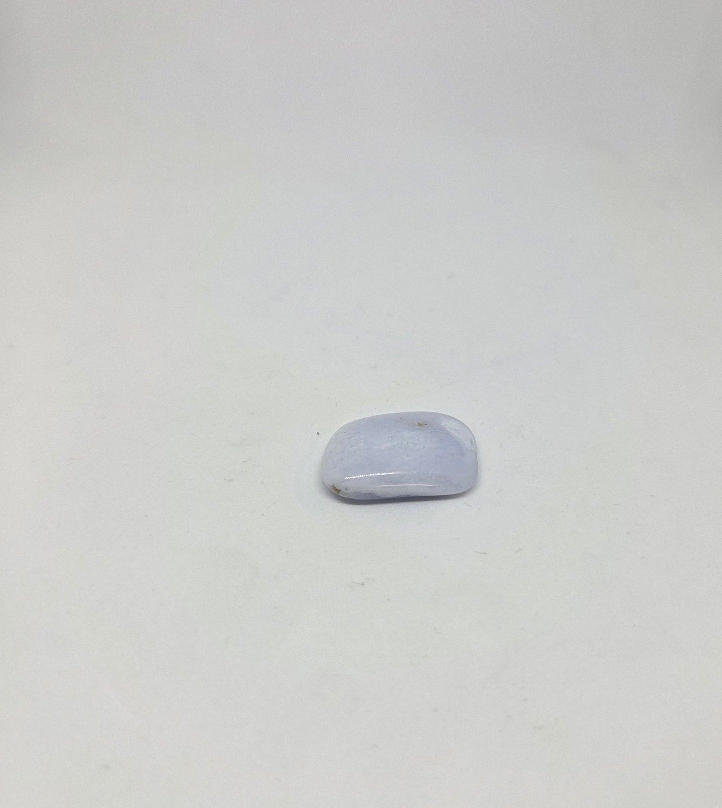 Polished Blue Laced Agate Energy Crystal laying flat