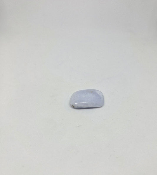 Polished Blue Laced Agate Energy Crystal laying flat