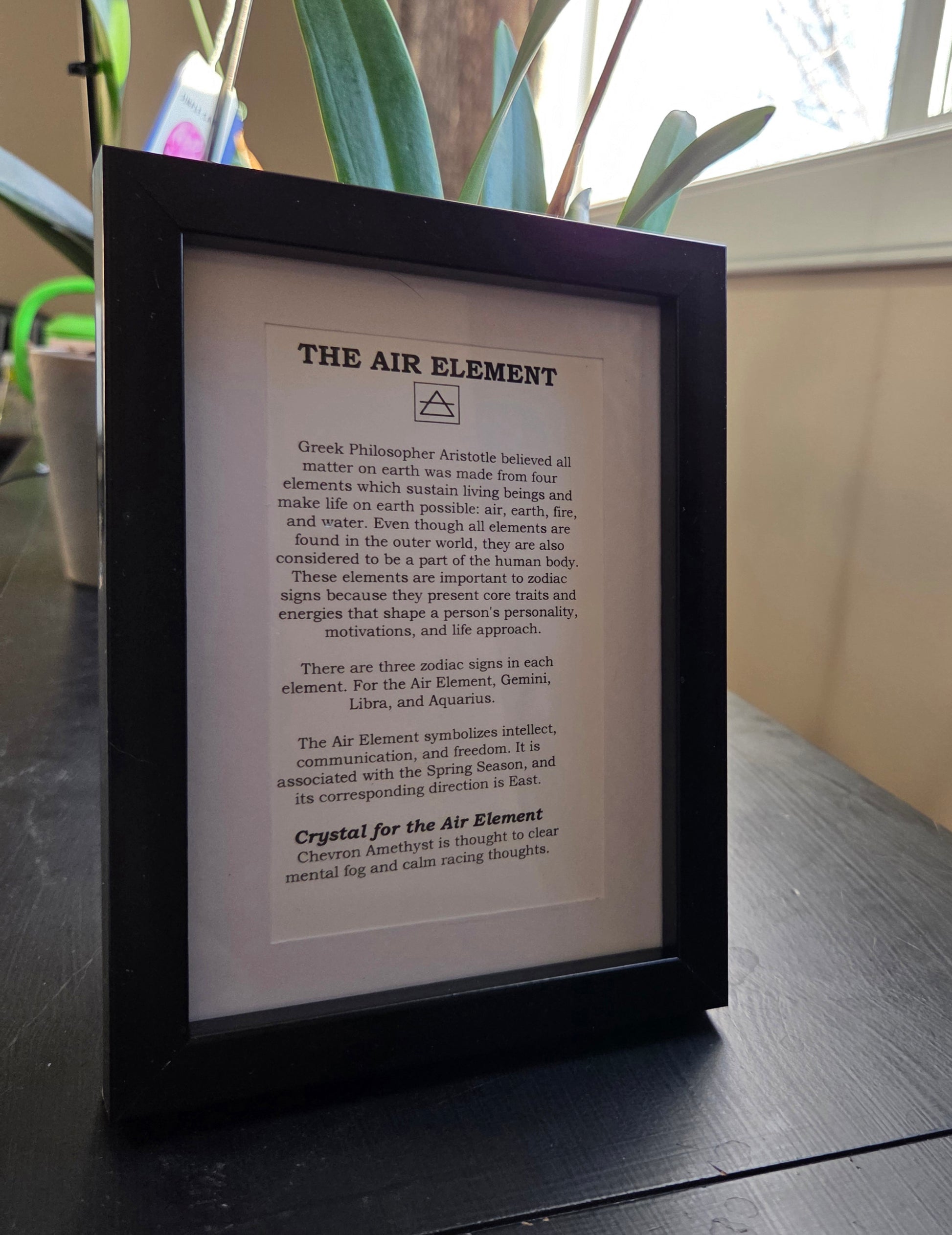 Air Element Picture Frame with Chevron Amethyst for Clarity and Communication