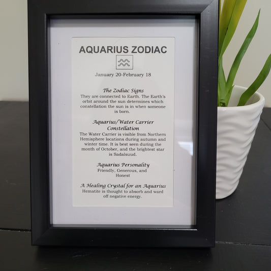 Aquarius Zodiac Picture Frame with Hematite for Grounding and Protection
