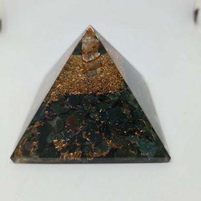 Bloodstone Orgonite Pyramid with Copper Coil for Vitality