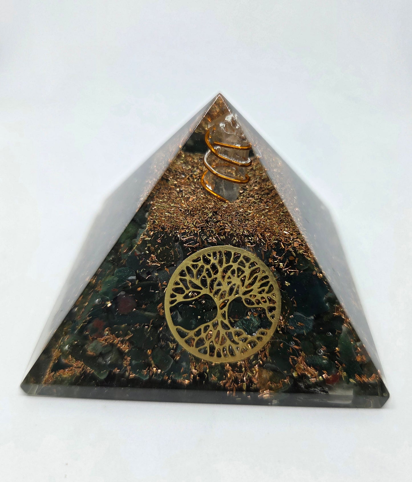 Bloodstone Orgonite Pyramid Tree of Life for Ground