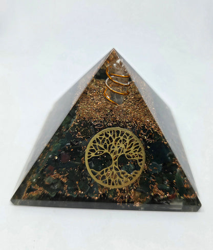 Bloodstone Orgonite Pyramid Tree of Life for Ground