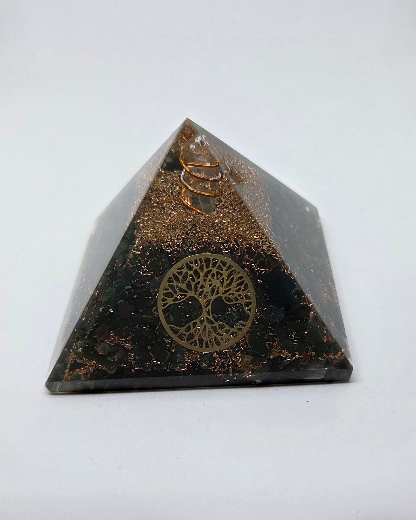 Bloodstone Orgonite Pyramid with Copper Coil