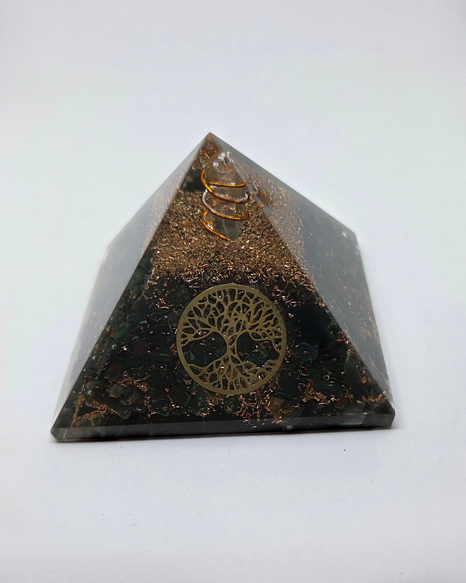 Bloodstone Orgonite Pyramid with Copper Coil