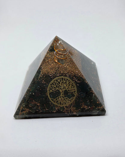Bloodstone Orgonite Pyramid with Copper Coil