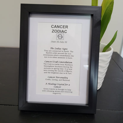Cancer Zodiac Picture Frame with Green Calcite for Emotional Balance and Nurturing