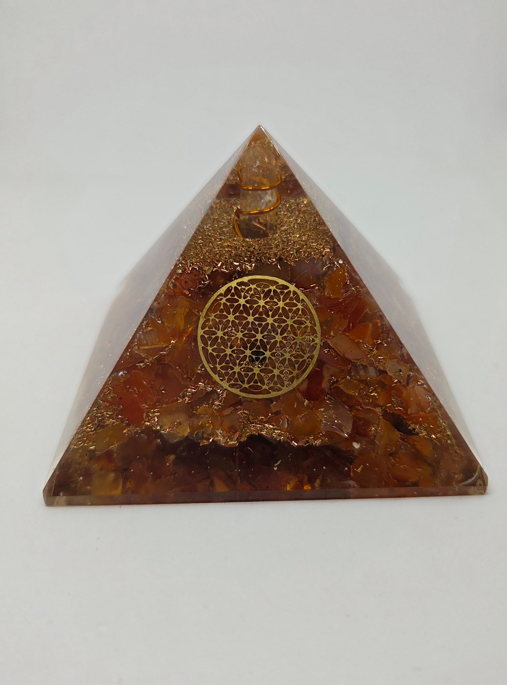 Carnelian Orgonite Pyramid for Energy Amplification and Manifestation