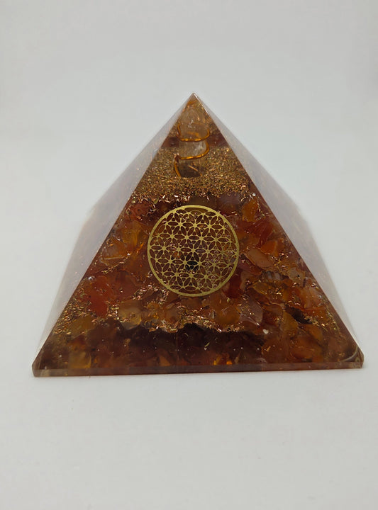 Carnelian Orgonite Pyramid for Energy Amplification and Manifestation