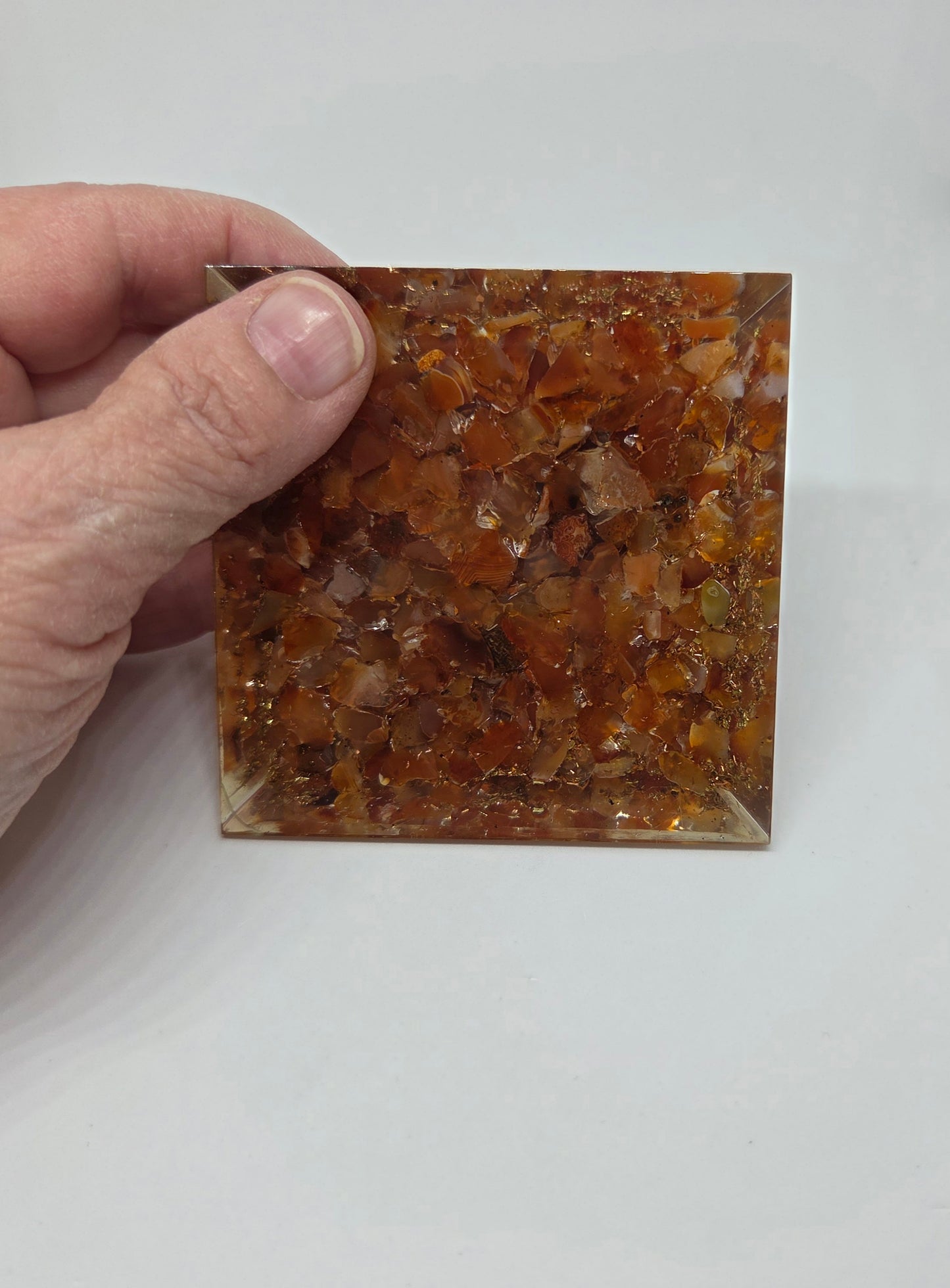 Carnelian Orgonite Pyramid for Motivation and Vitality