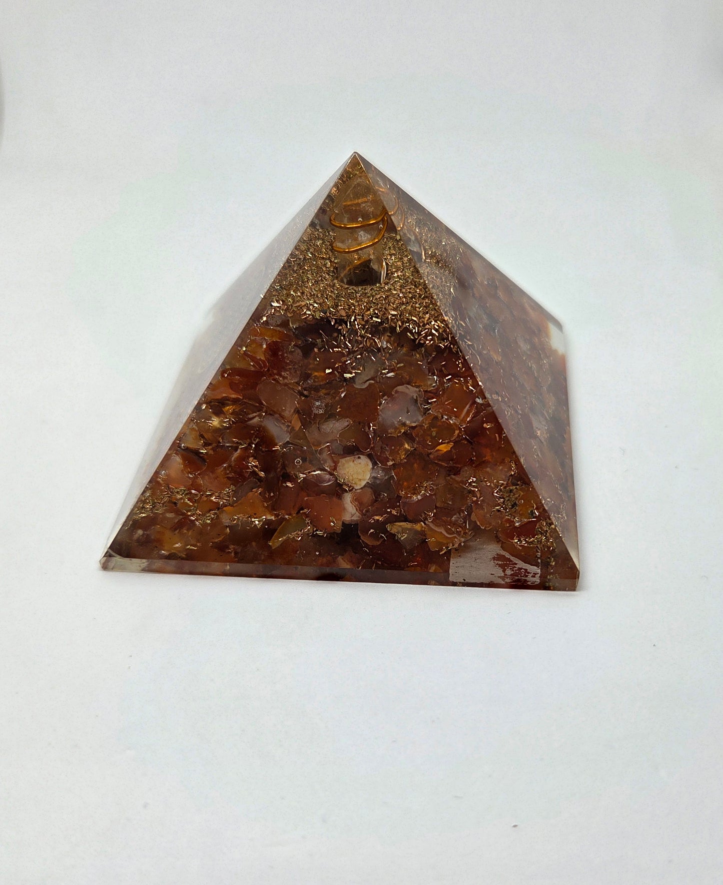 Carnelian Orgonite Pyramid for Vitality and Confidence