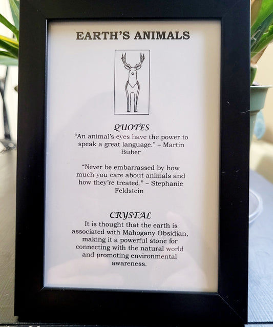 Deer Picture Frame with Mahogany Obsidian for Grounding and Protection