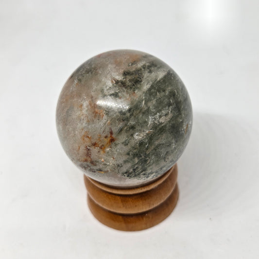 Garden Quartz Sphere with Grey and Rust Landscape Inclusions