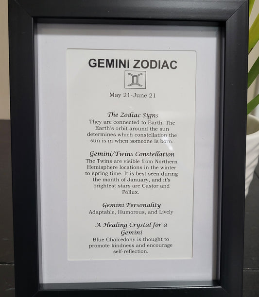  Gemini Zodiac Picture Frame with Blue Chalcedony for Communication and Clarity