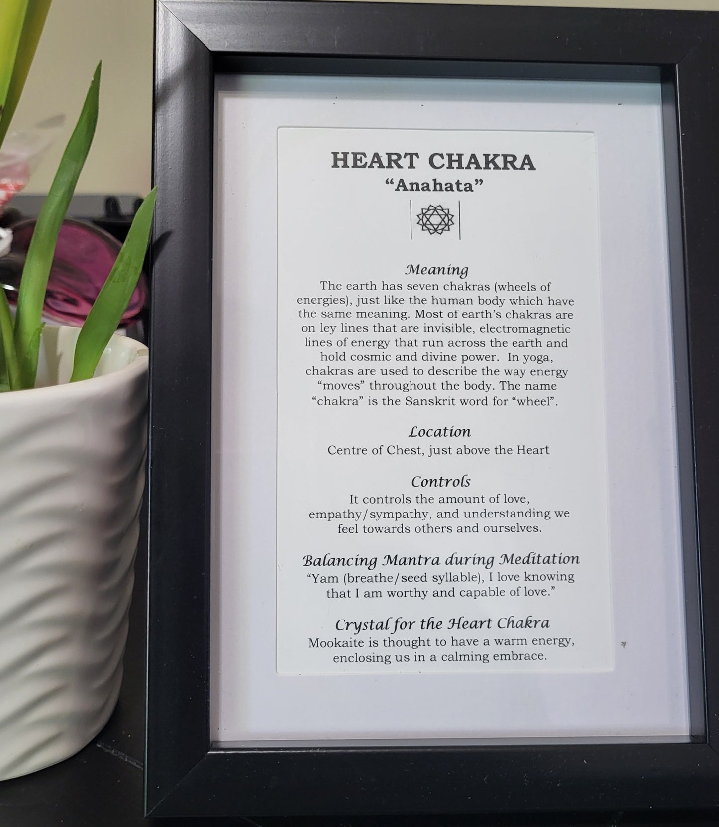 Chakra Picture Frame with Mookaite Crystal for Love and Emotional Healing