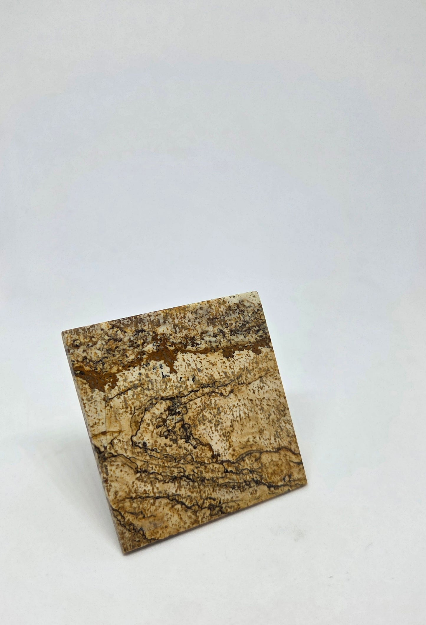 Polished Landscape Jasper Pyramid Side View
