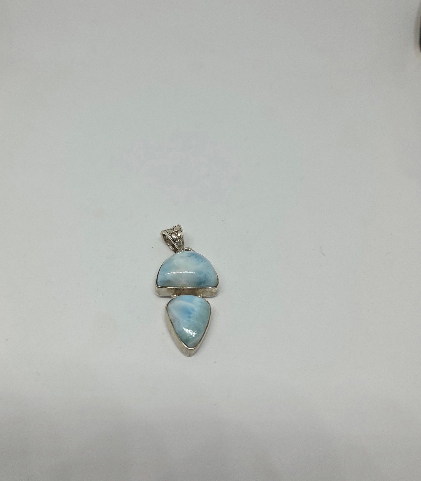 Larimar Pendant Detail Blue White Marbling Dominican Republic