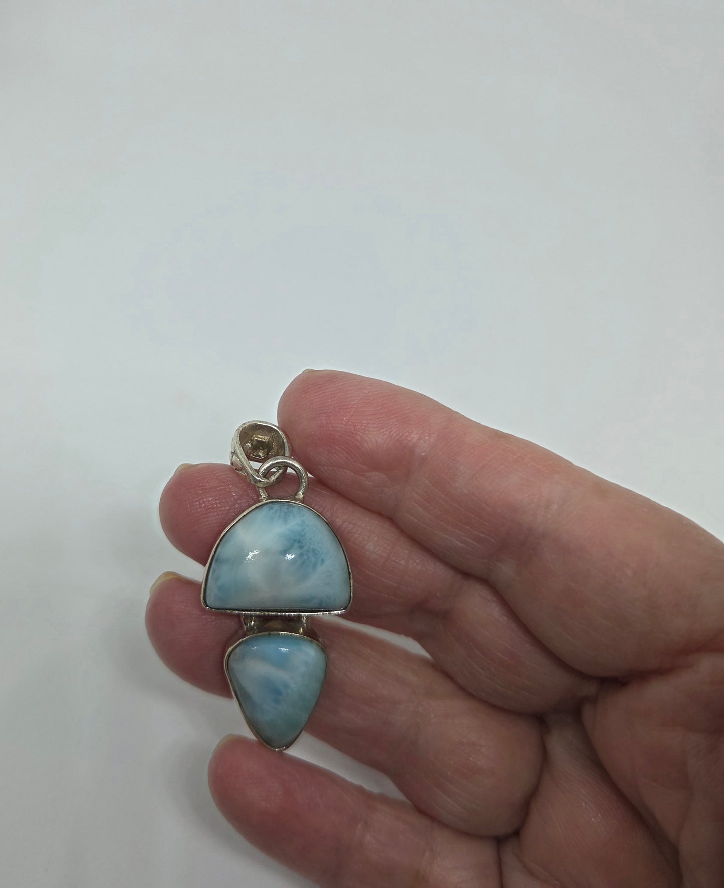  Larimar Sterling Silver Pendant for Peace and Tranquility