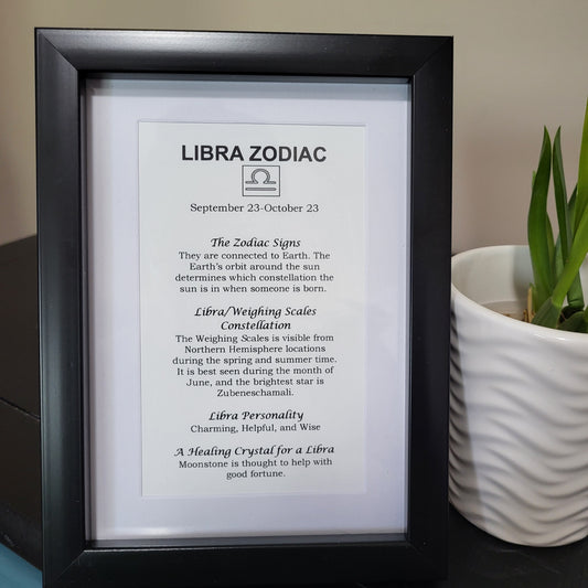 Libra Zodiac Picture Frame with Moonstone for Balance and Harmony