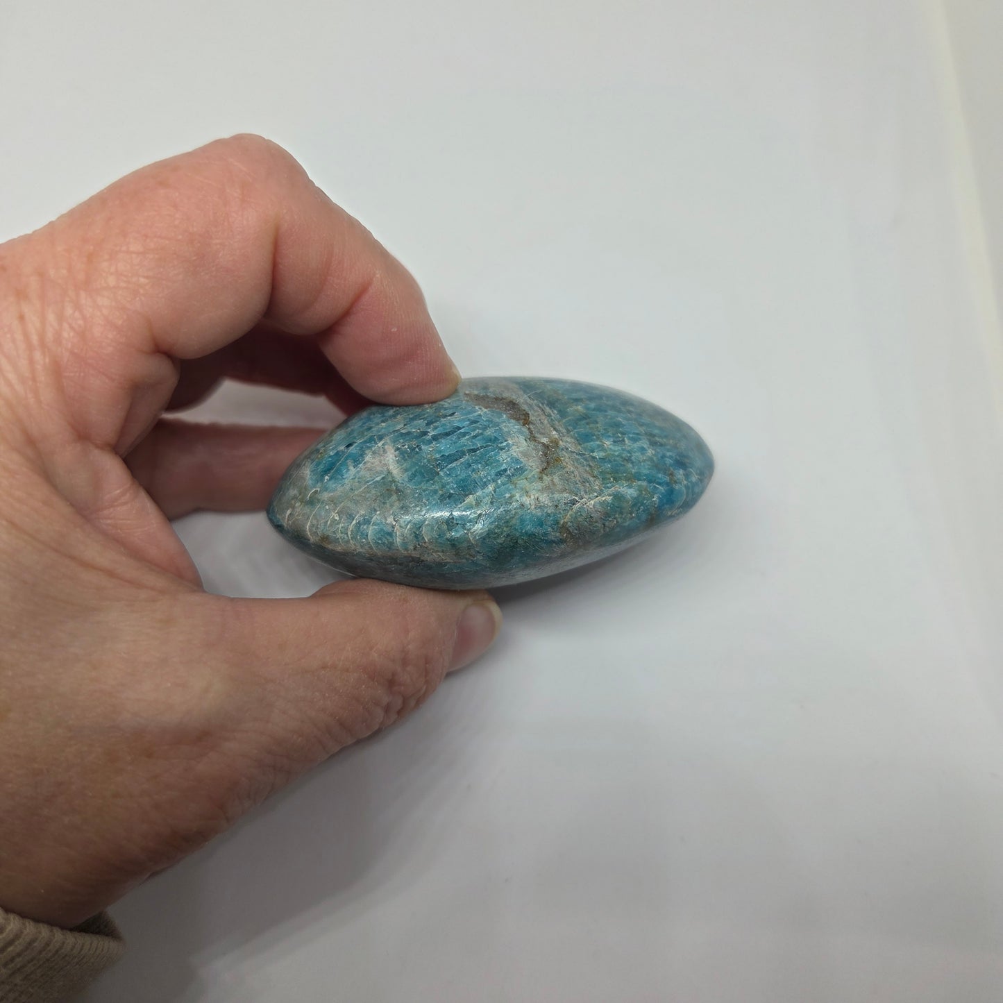 Light Blue Apatite Palm for Focus and Spiritual Growth