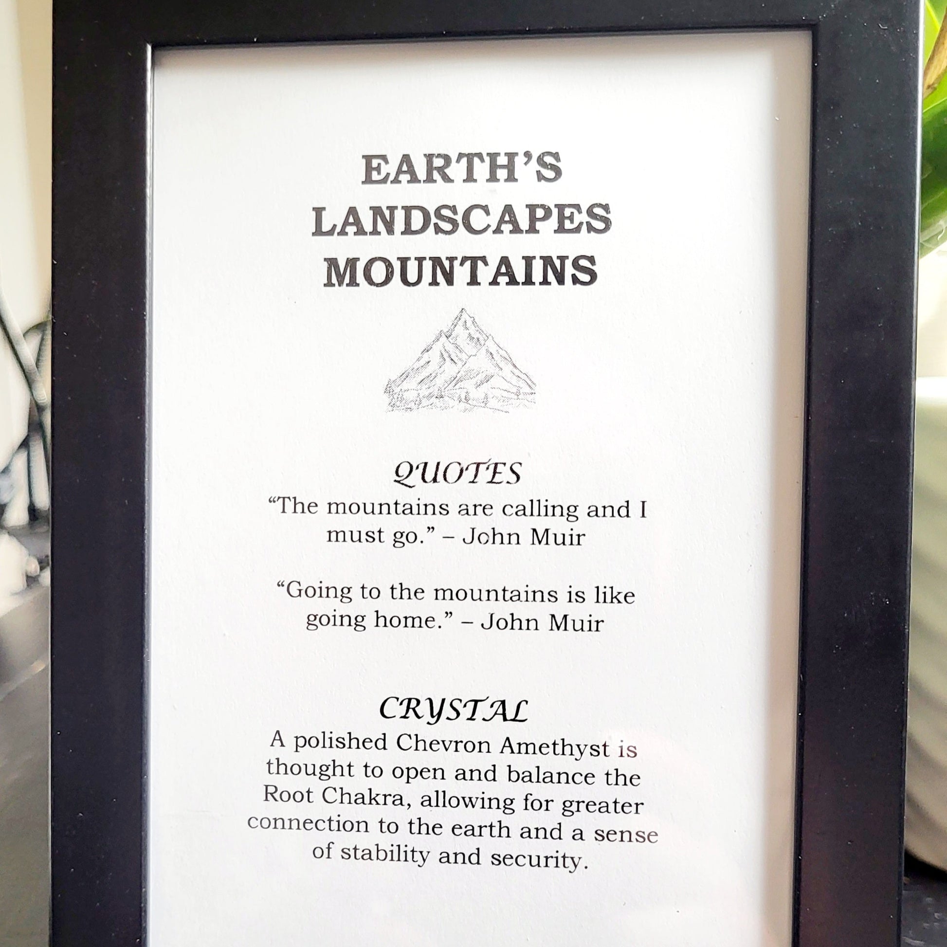 Mountains Picture Frame with Chevron Amethyst for Balance and Spiritual Growth