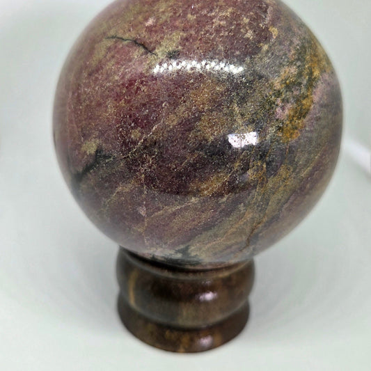 Rhodonite Sphere for Emotional Healing and Self-Love