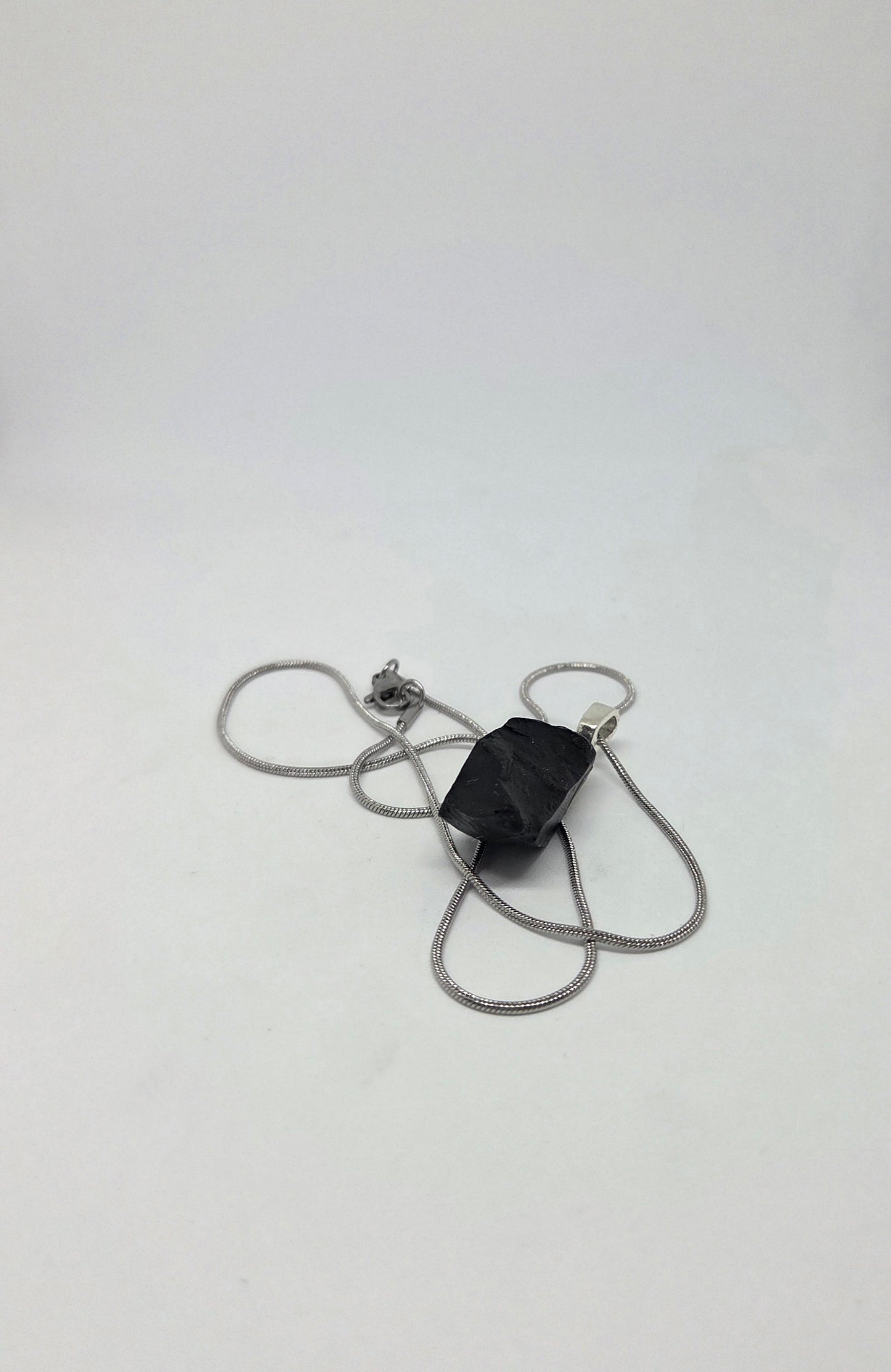 
Shungite Pendant Necklace on 18 Inch Stainless Steel Chain for EMF Protection