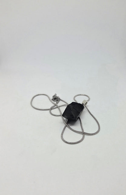 
Shungite Pendant Necklace on 18 Inch Stainless Steel Chain for EMF Protection