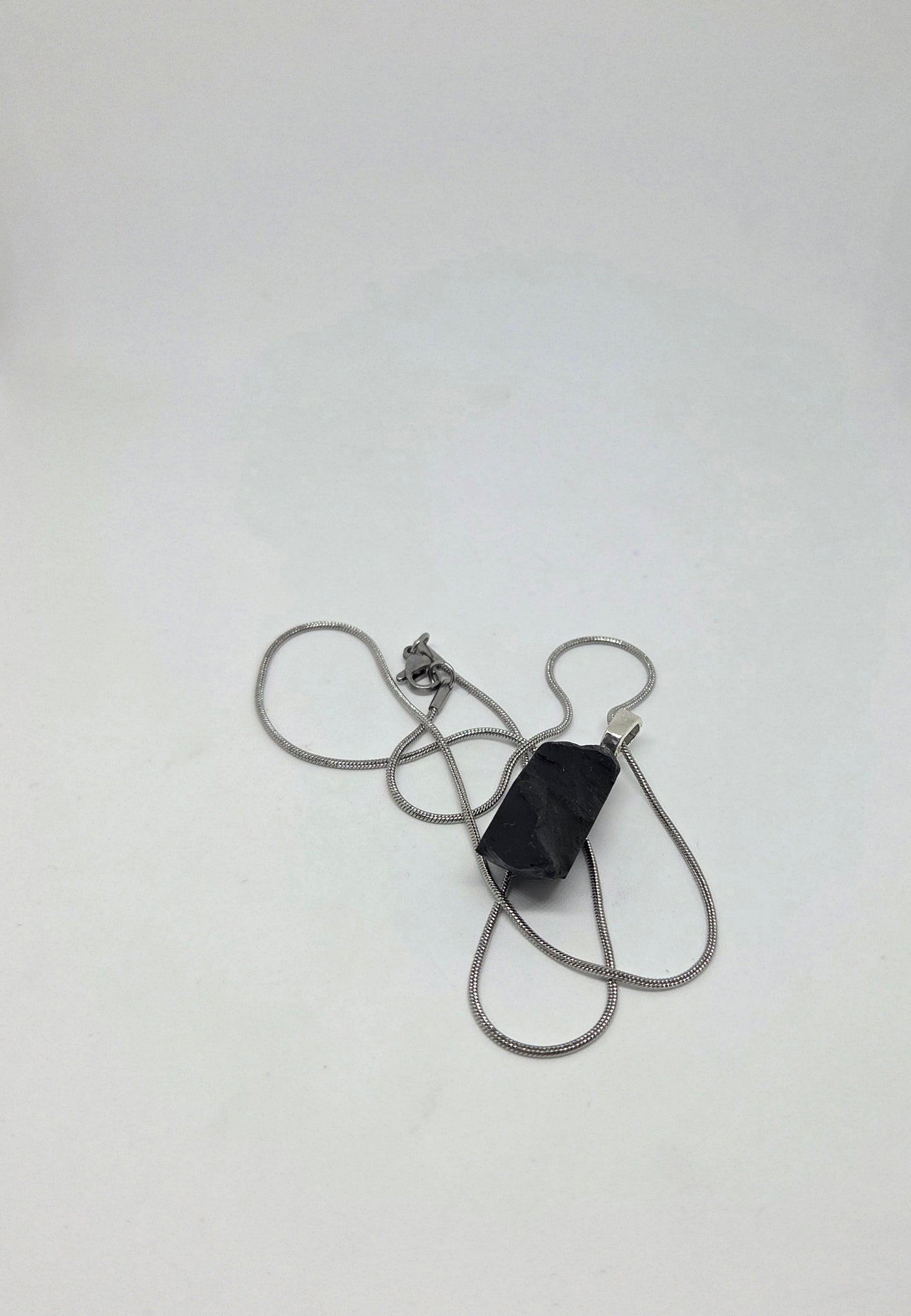 Raw Unpolished Shungite Pendant Necklace for Grounding and Energy Protection