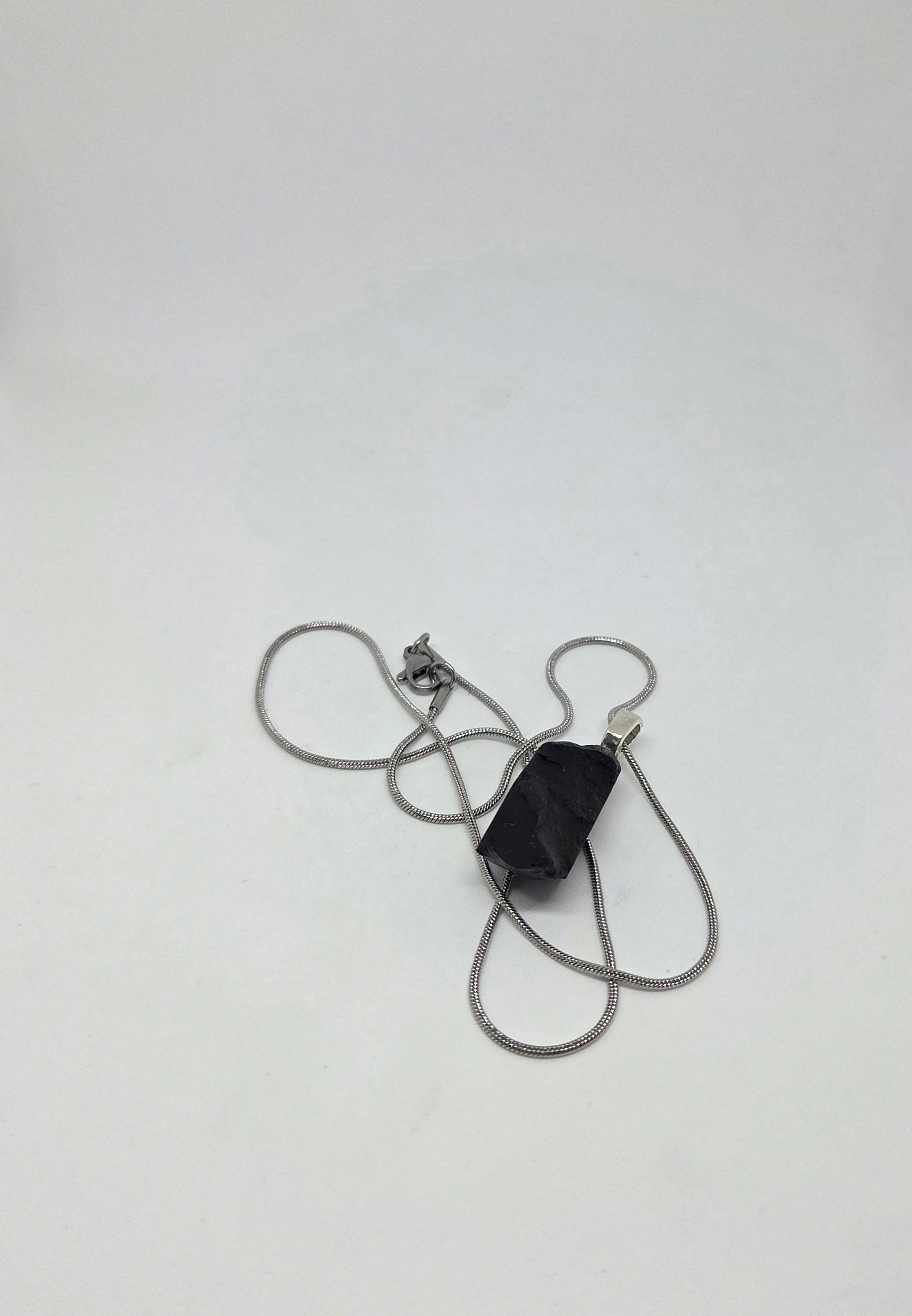 Raw Unpolished Shungite Pendant Necklace for Grounding and Energy Protection