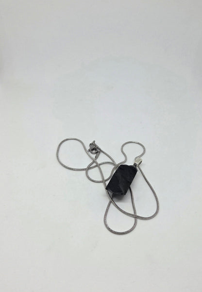 Raw Unpolished Shungite Pendant Necklace for Grounding and Energy Protection