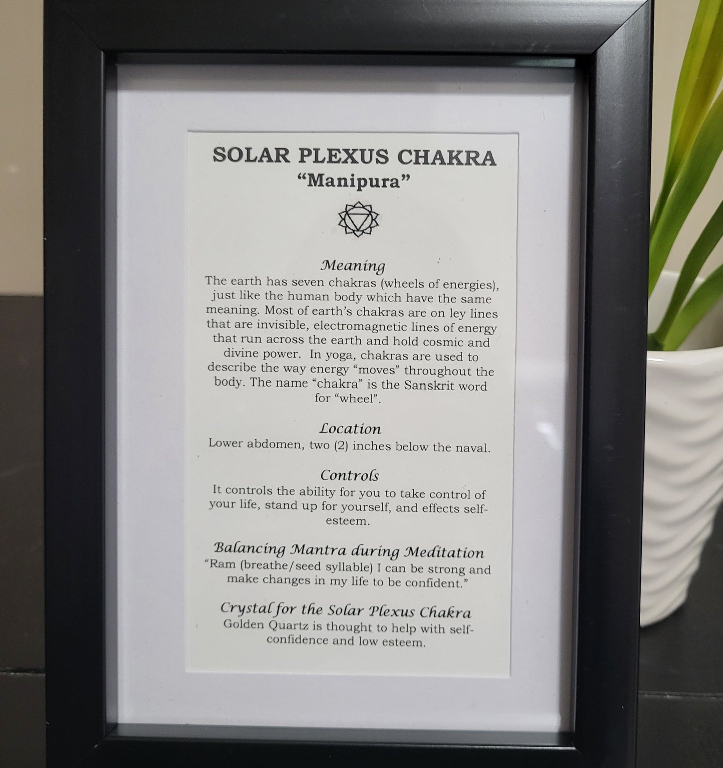 Solar Plexus Chakra Picture Frame for Personal Power and Confidence
