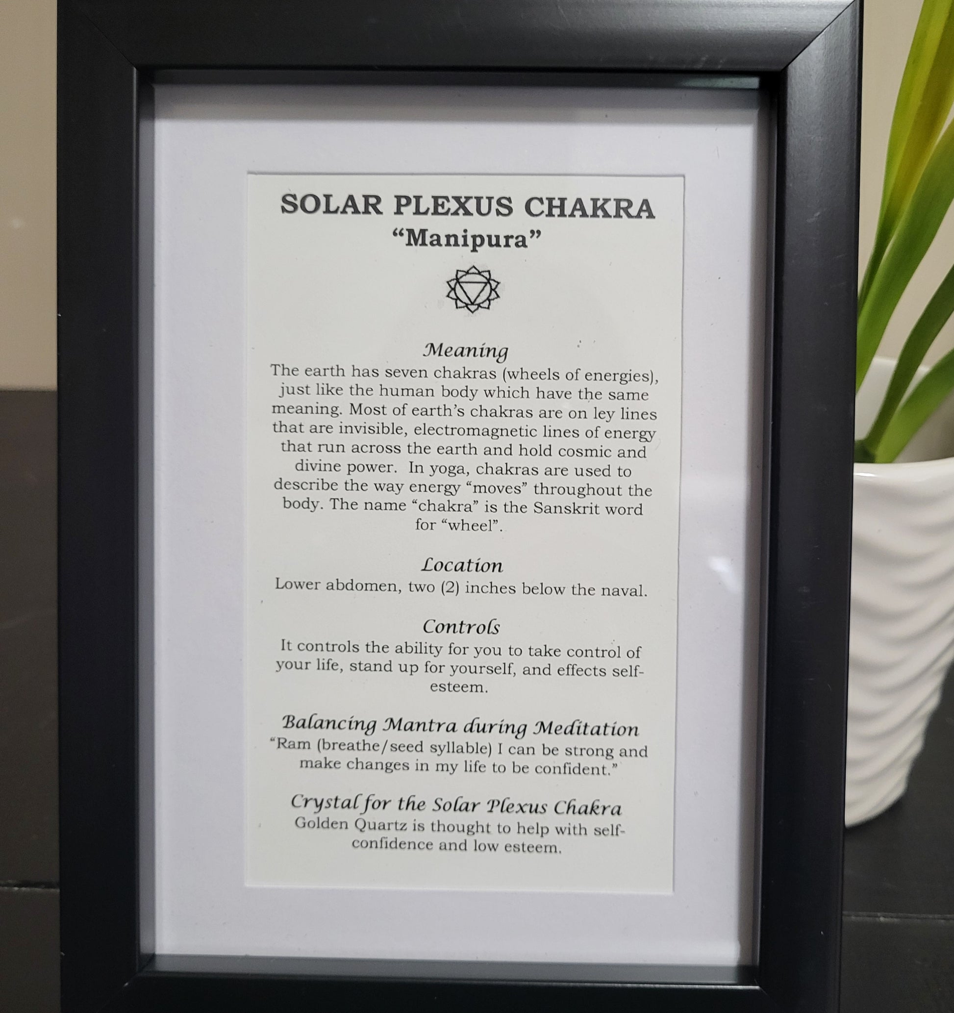 Solar Plexus Chakra Picture Frame for Personal Power and Confidence
