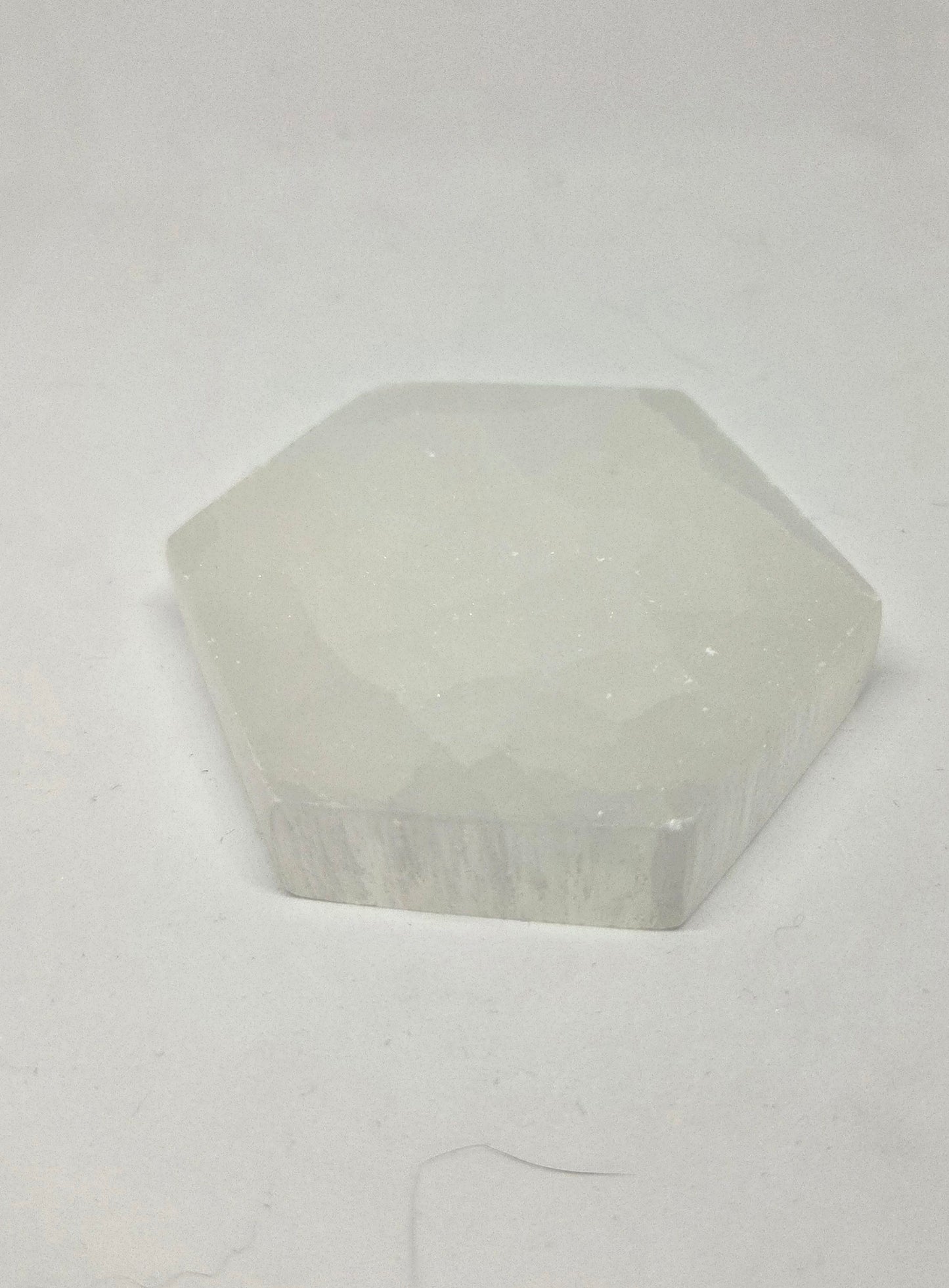 White Selenite Octagon Charging Plate Back View