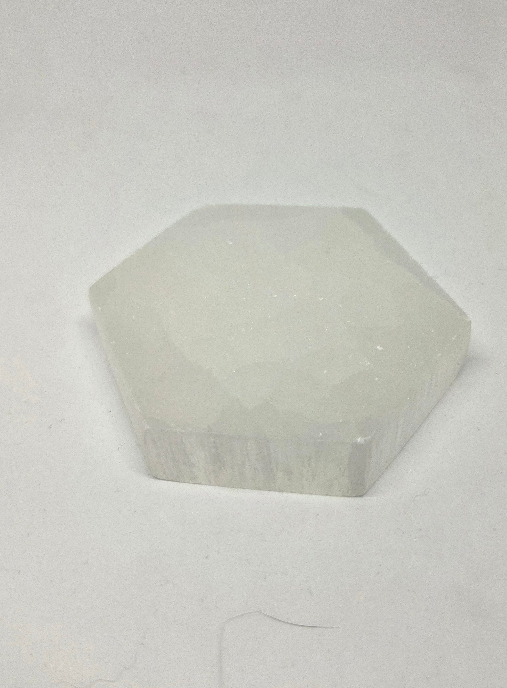 White Selenite Octagon Charging Plate Back View